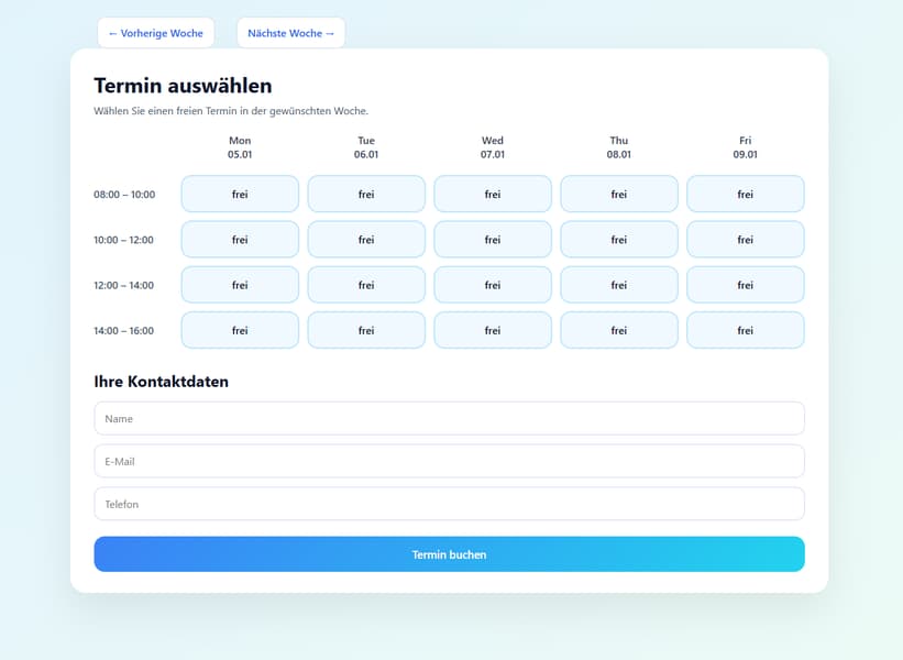 Buchungssystem – HG Digital Solutions